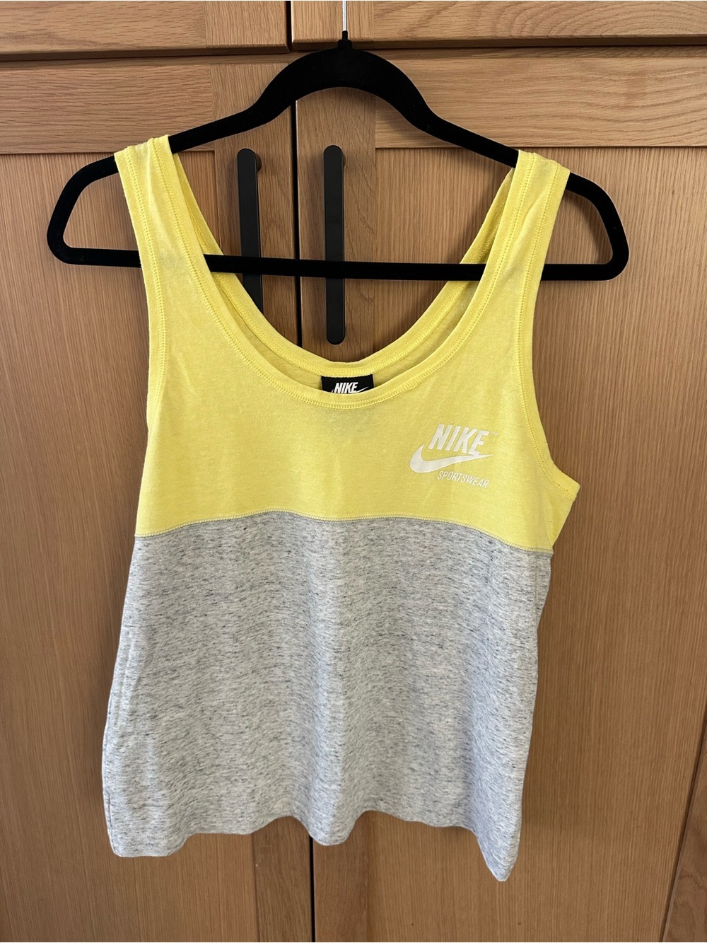 Nike Yellow and Heather Gray Colorblock Tank Top